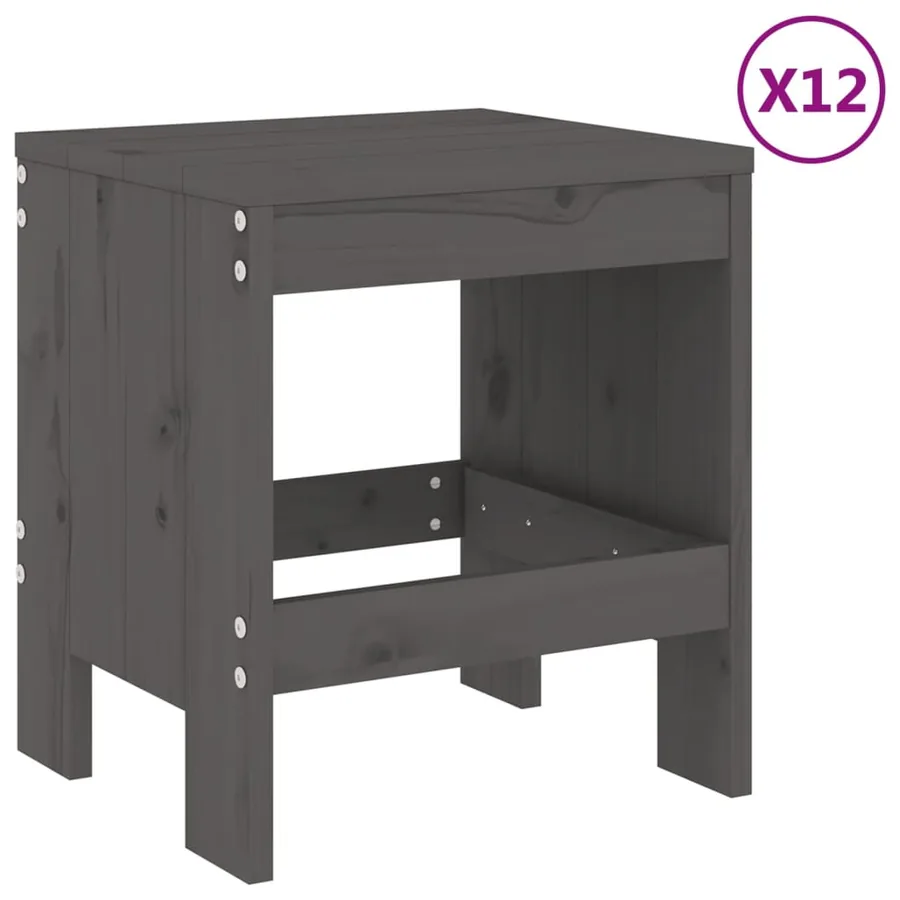 Ensemble à manger de jardin 13 pcs gris bois de pin massif - 3