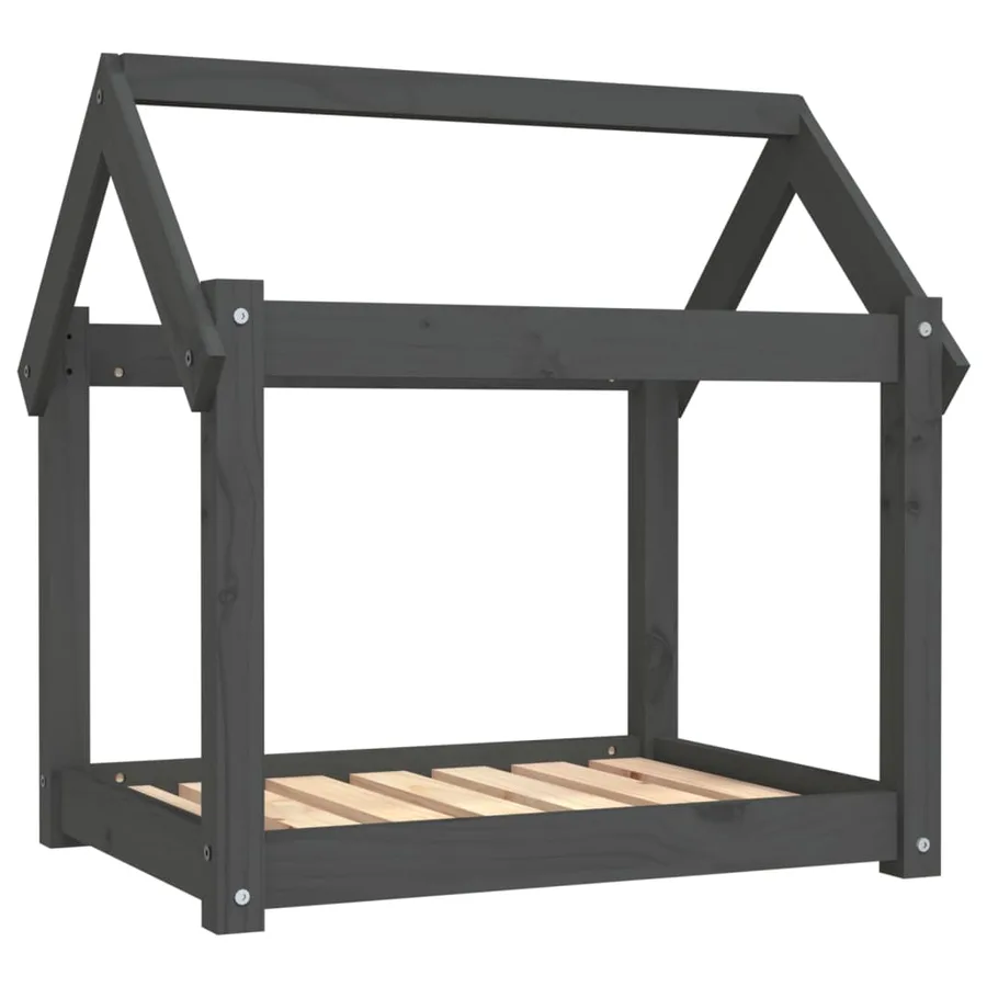 Lit pour chien Gris 71x55x70 cm Bois de pin solide - 2