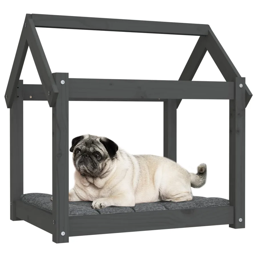 Lit pour chien Gris 71x55x70 cm Bois de pin solide - 4