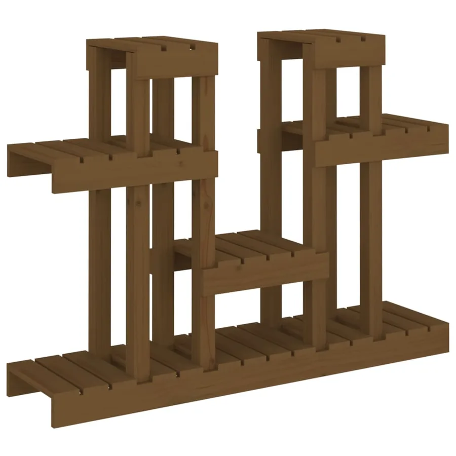 Support à plantes Marron miel 104,5x25x77,5 cm Bois massif pin - 2