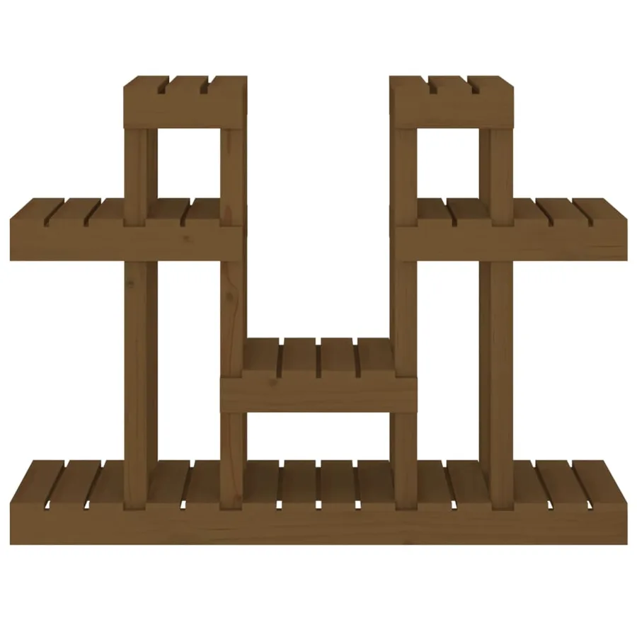 Support à plantes Marron miel 104,5x25x77,5 cm Bois massif pin - 5