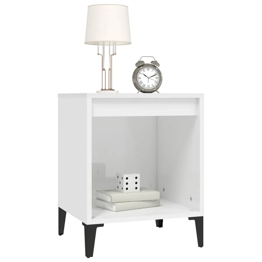 Table de chevet Blanc brillant 40x35x50 cm - 4