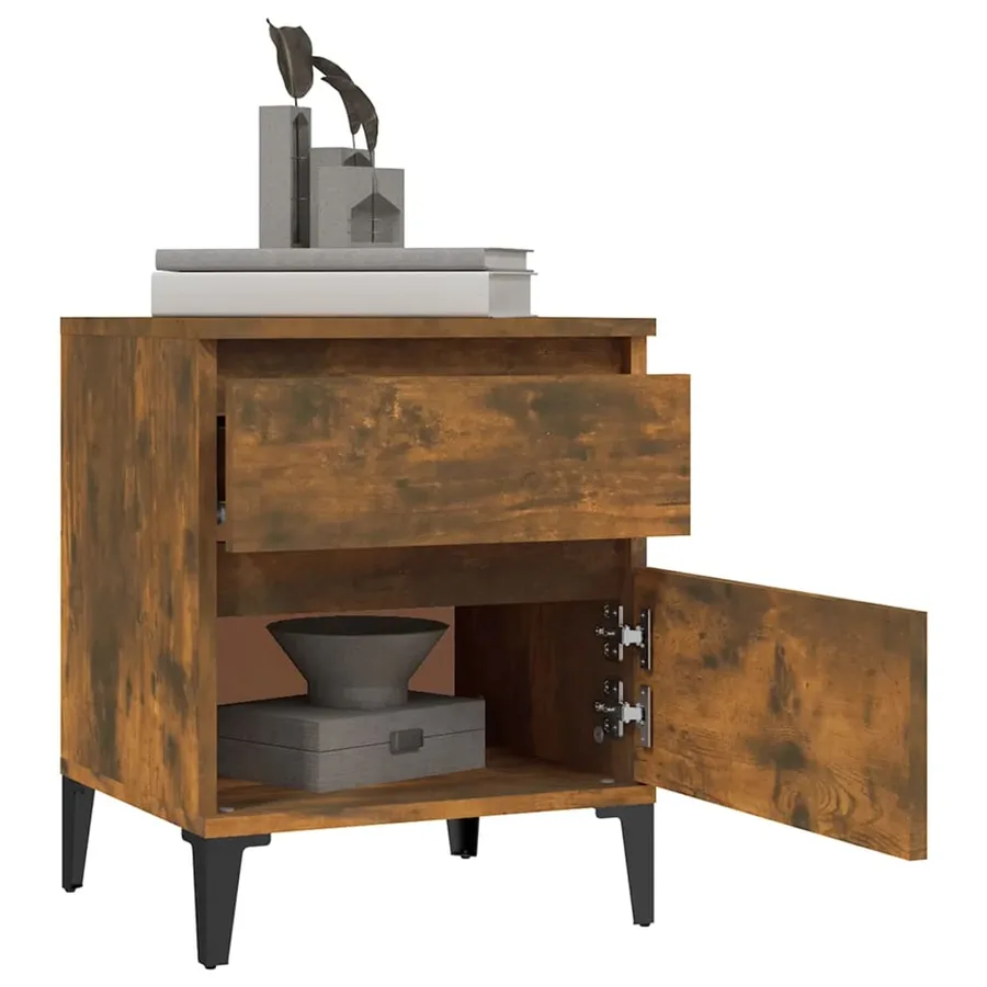 Table de chevet Chêne fumé 40x35x50 cm - 4