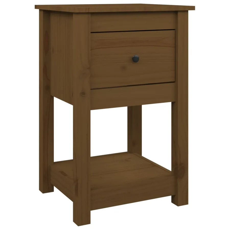 Table de chevet Marron miel 40x35x61,5 cm Bois de pin solide - 2