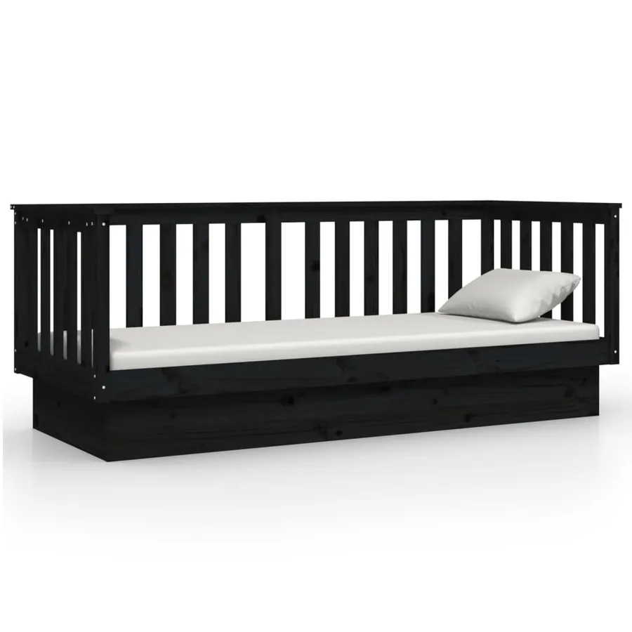 Lit de jour sans matelas noir 90x190 cm bois de pin massif - 5