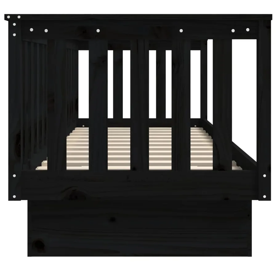 Lit de jour sans matelas noir 90x190 cm bois de pin massif - 9