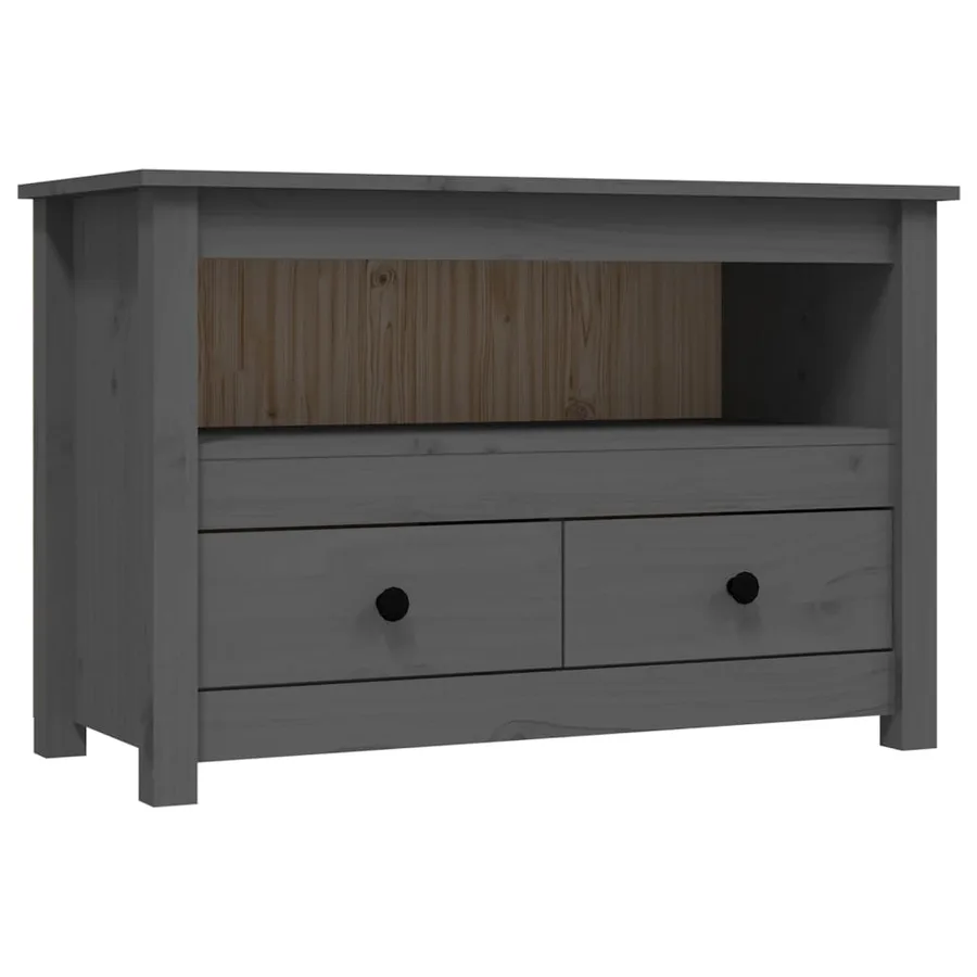 Meuble TV Gris 79x35x52 cm Bois de pin massif - 2