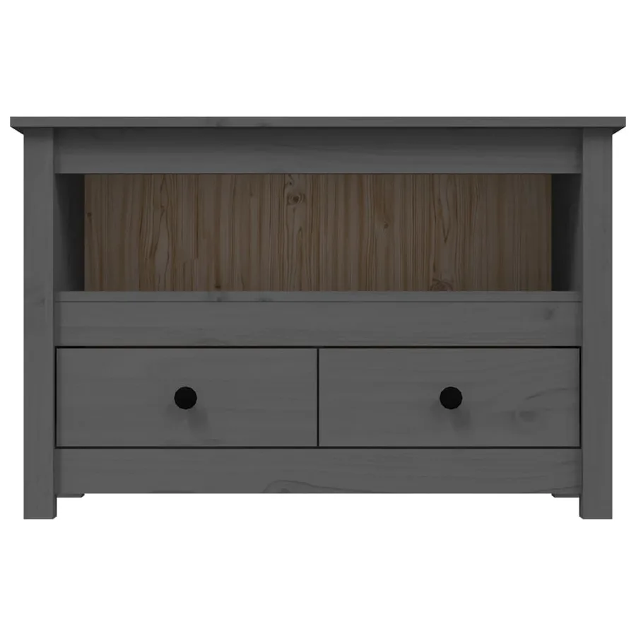 Meuble TV Gris 79x35x52 cm Bois de pin massif - 6
