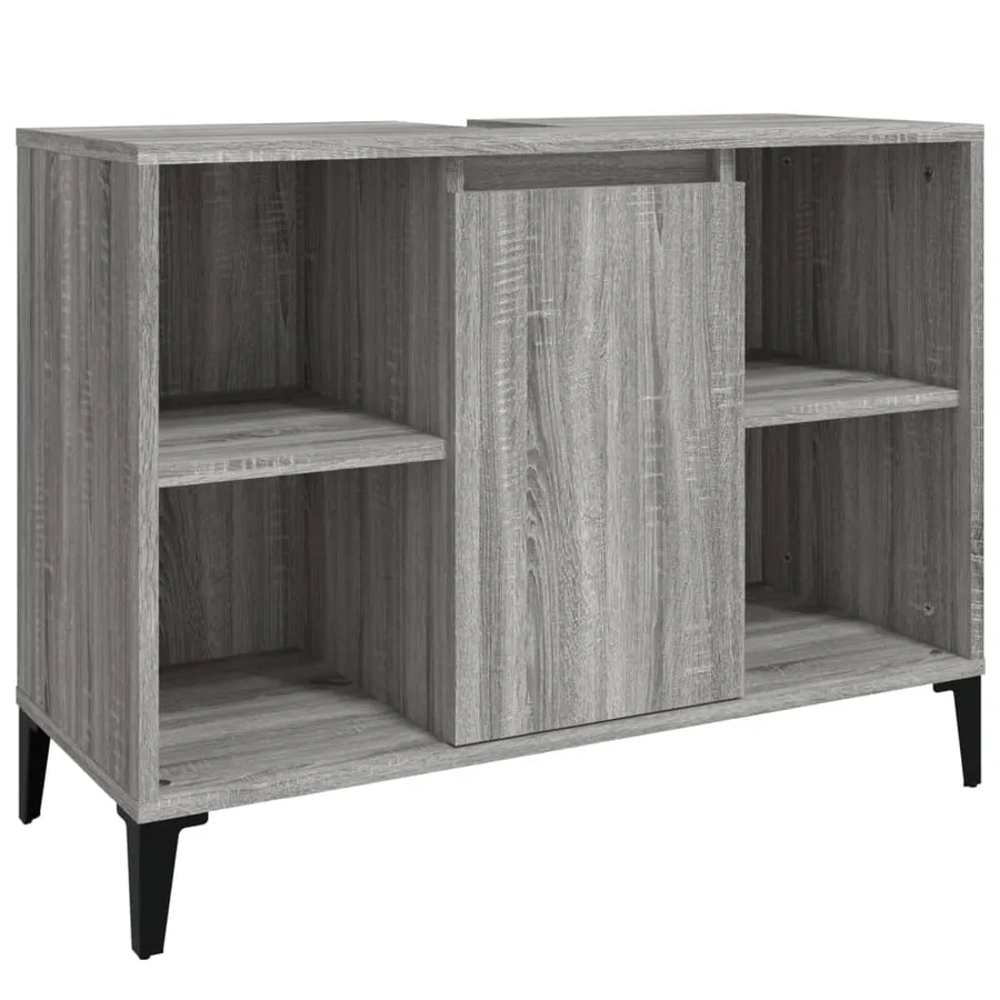Meuble d'évier sonoma gris 80x33x60 cm bois d'ingénierie - 2