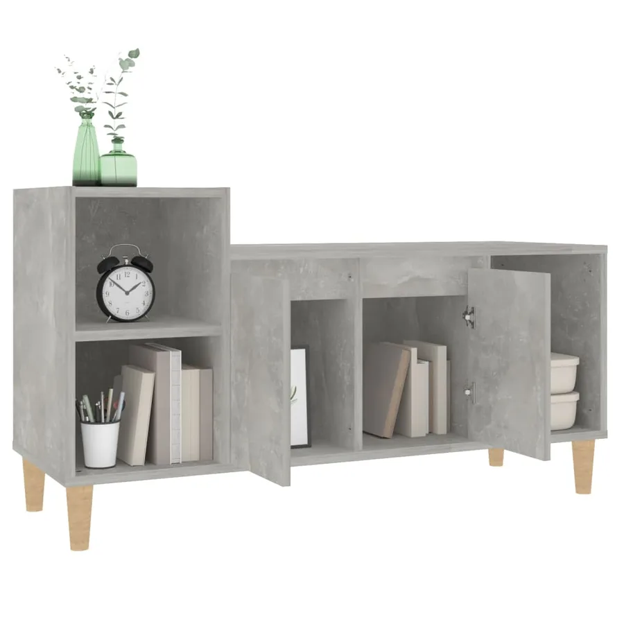 Meuble TV Gris béton 100x35x55 cm Bois d'ingénierie - 4