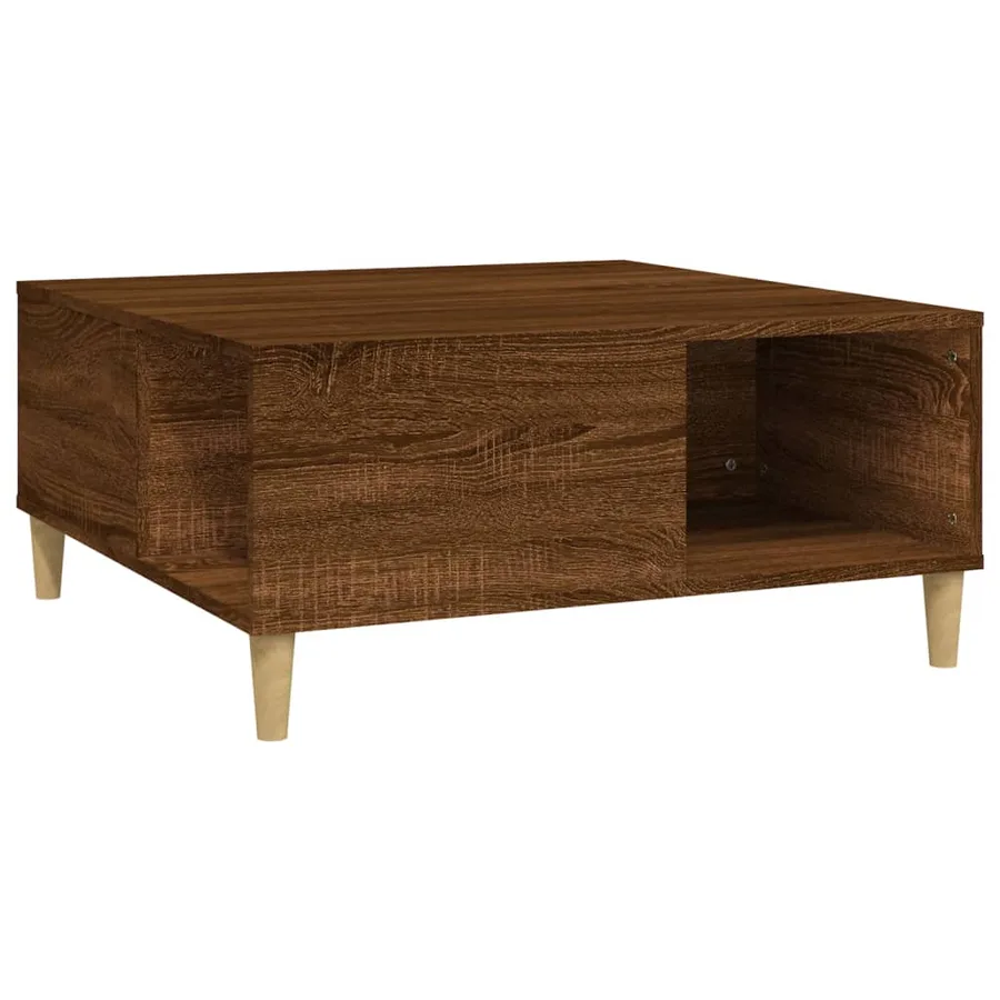 Table basse chêne marron 80x80x36,5 cm bois d'ingénierie - 2