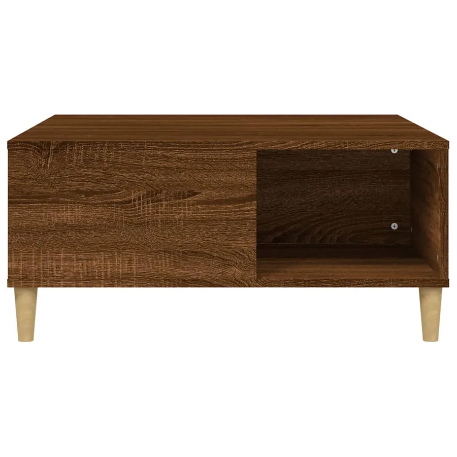 Table basse chêne marron 80x80x36,5 cm bois d'ingénierie - 5