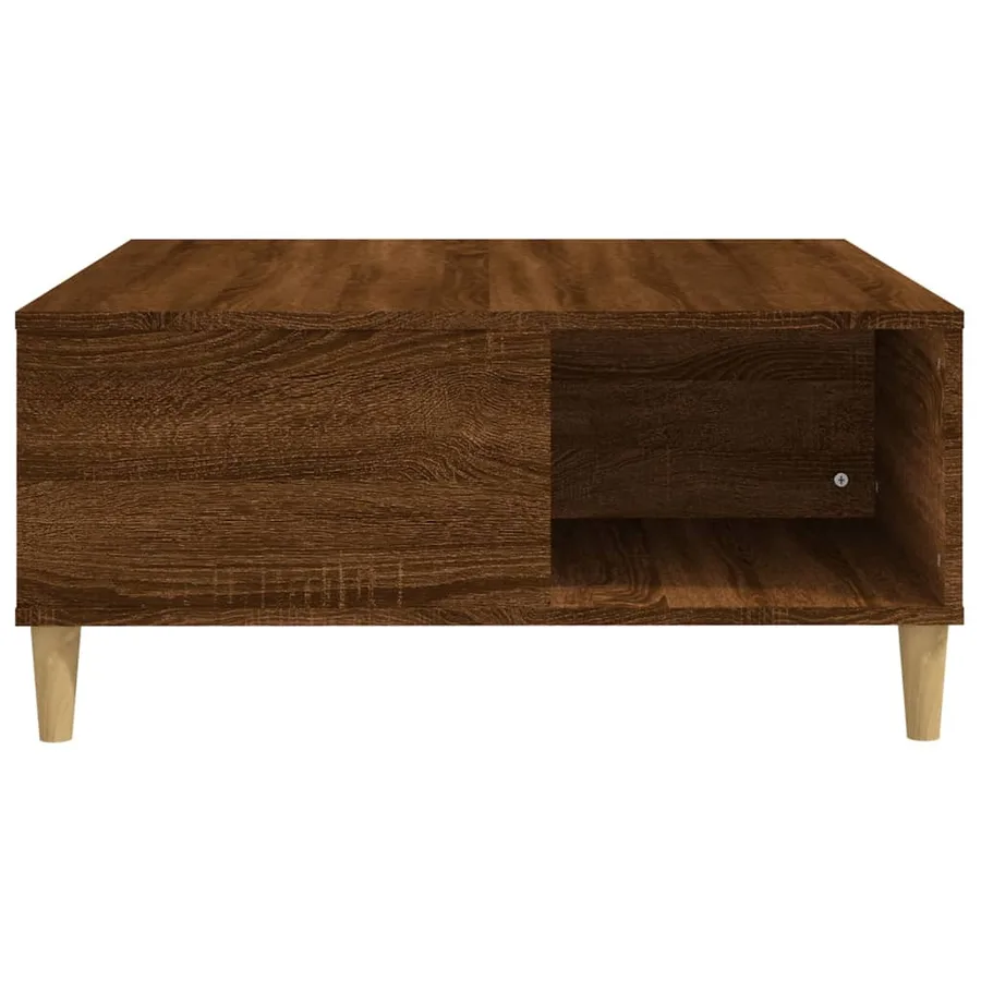 Table basse chêne marron 80x80x36,5 cm bois d'ingénierie - 6