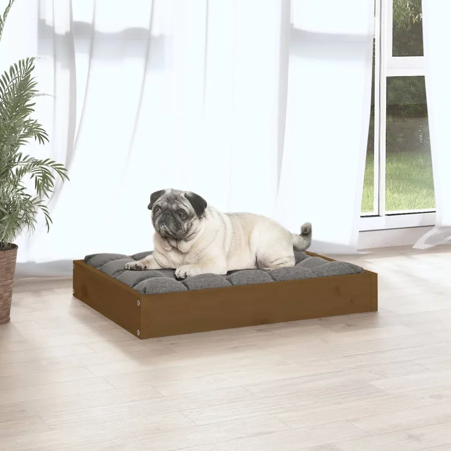 Lit pour chien Marron miel 61,5x49x9 cm Bois de pin solide - 3