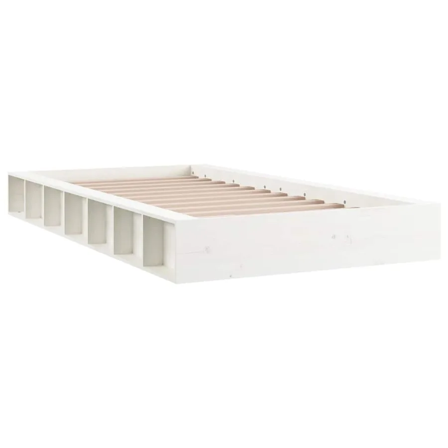 Cadre de lit sans matelas blanc 135x190 cm bois massif - 3