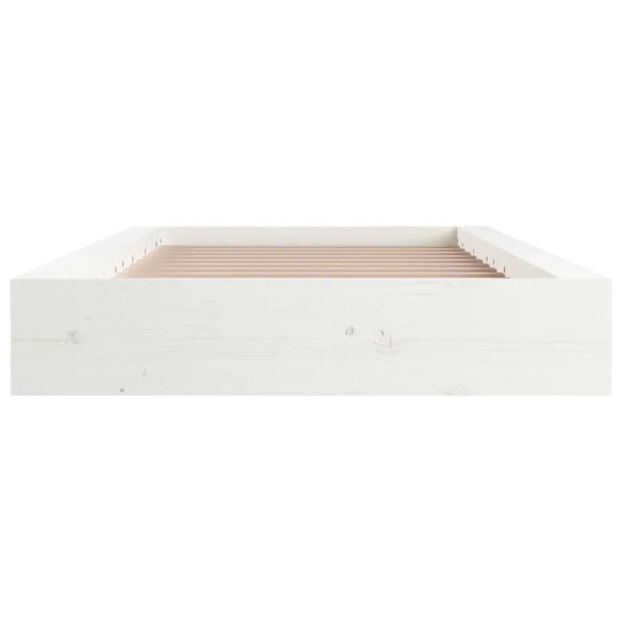 Cadre de lit sans matelas blanc 135x190 cm bois massif - 4