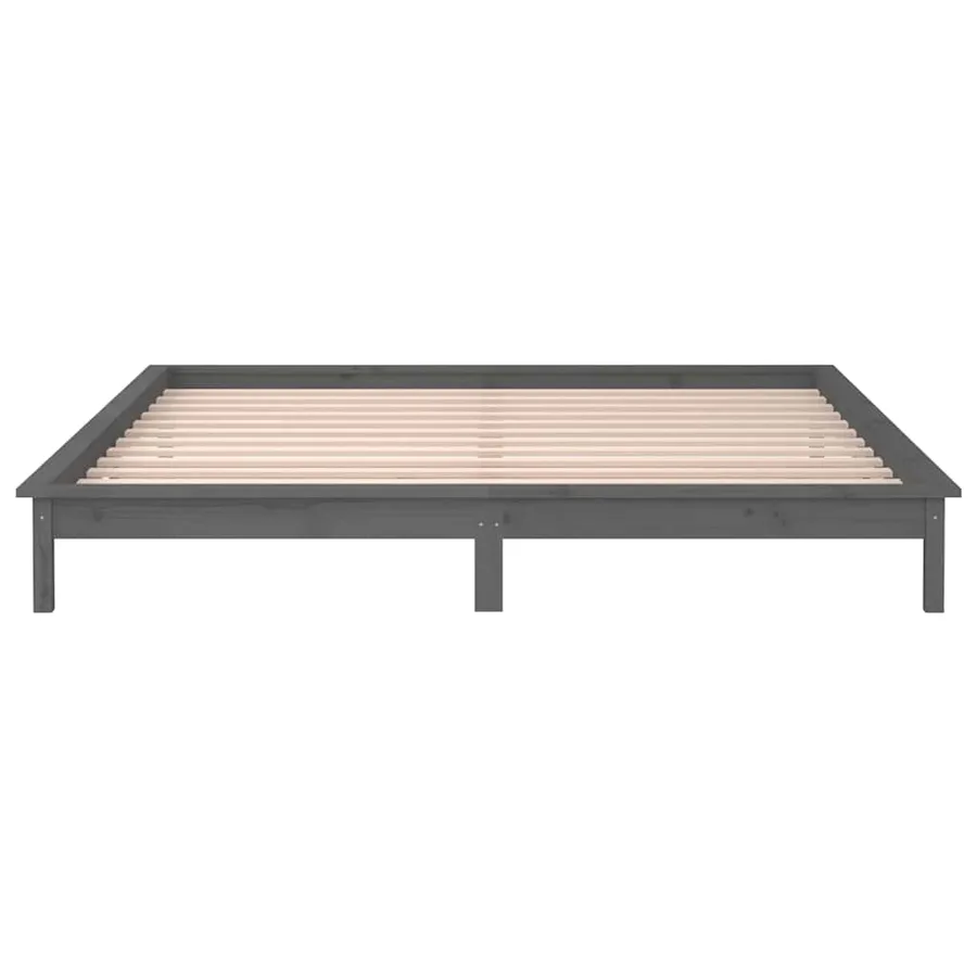 Cadre de lit à LED sans matelas gris 120x190 cm bois massif - 7