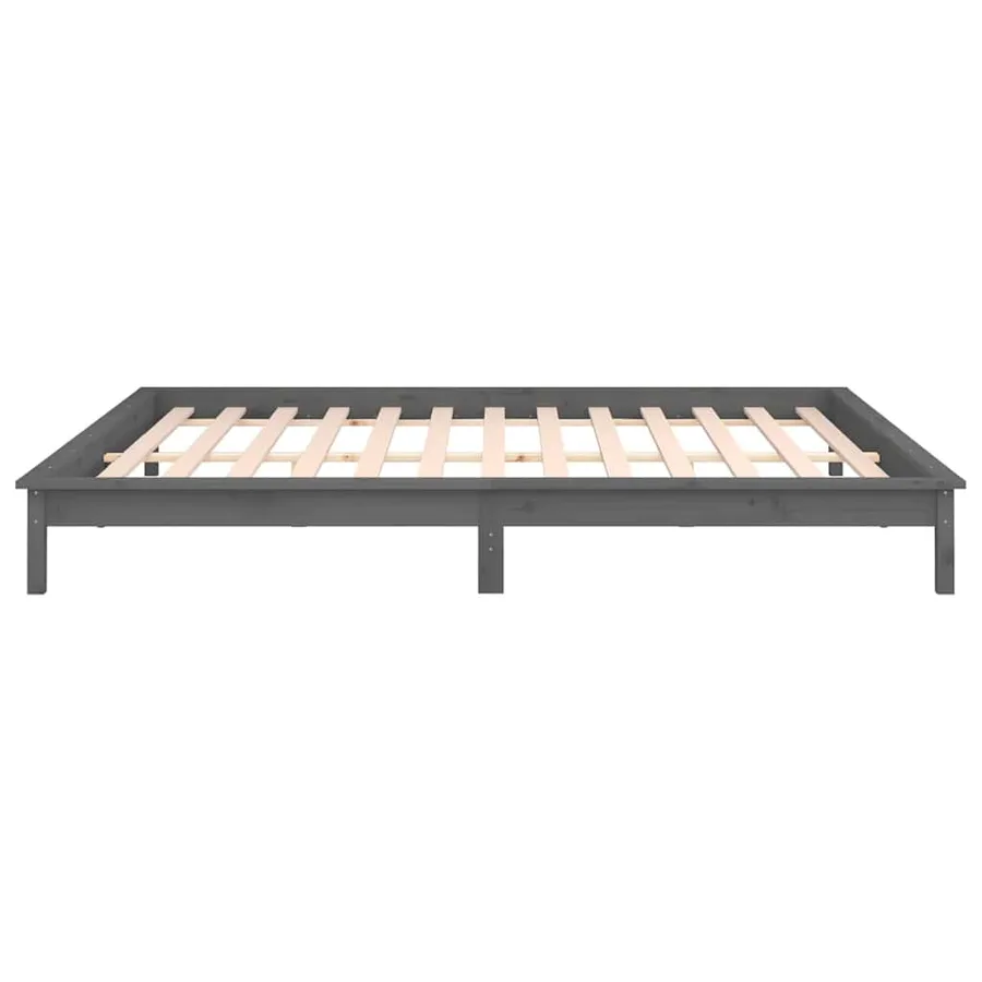 Cadre de lit à LED sans matelas gris 120x190 cm bois massif - 8