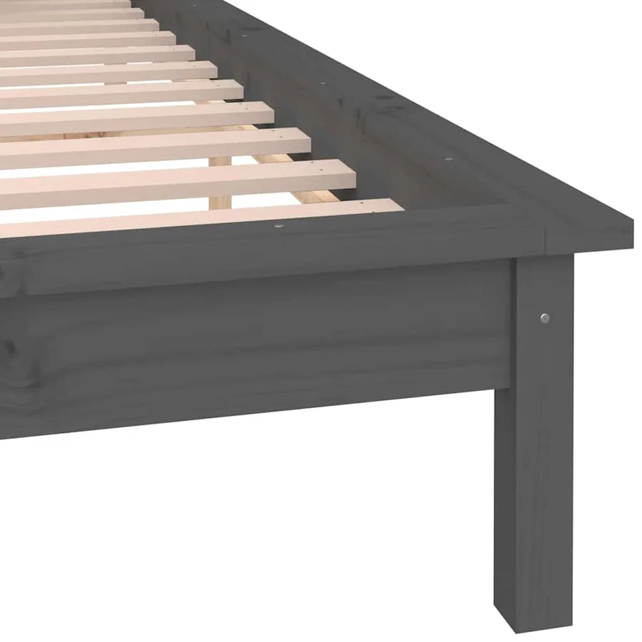 Cadre de lit à LED sans matelas gris 120x190 cm bois massif - 9