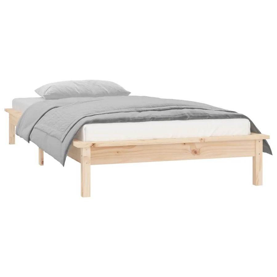 Cadre de lit à LED sans matelas 90x190 cm bois massif - 5