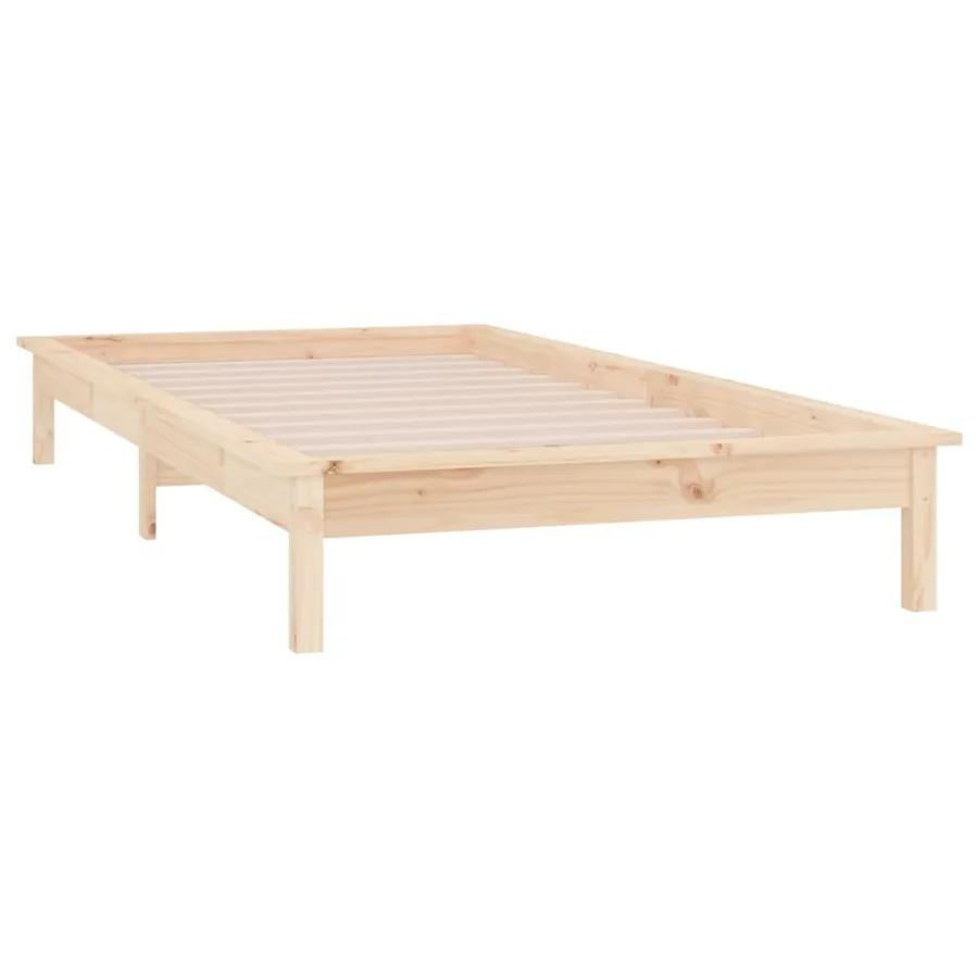 Cadre de lit à LED sans matelas 90x190 cm bois massif - 6