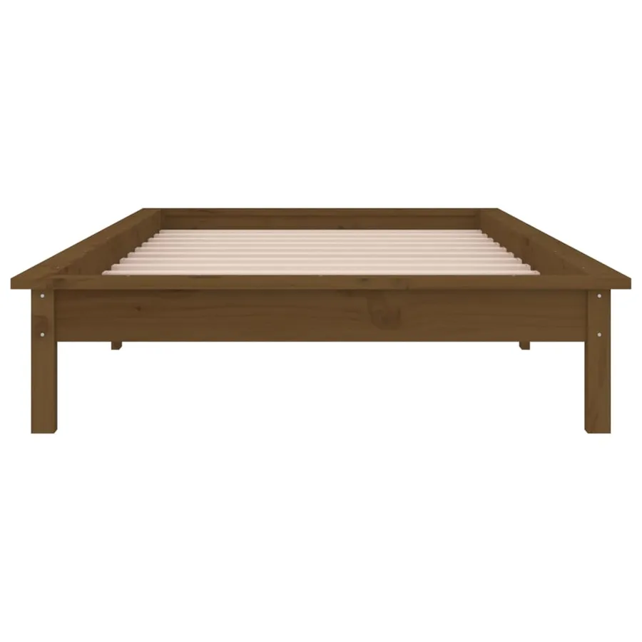 Cadre de lit à LED sans matelas 75x190 cm bois massif - 7