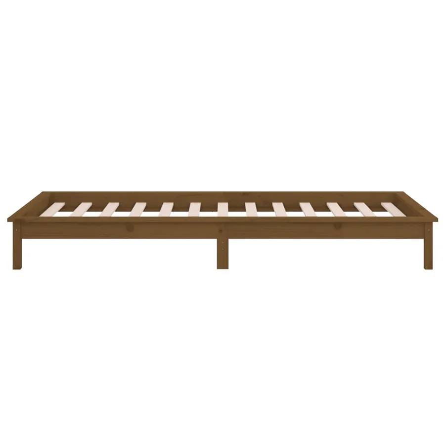 Cadre de lit à LED sans matelas 75x190 cm bois massif - 8