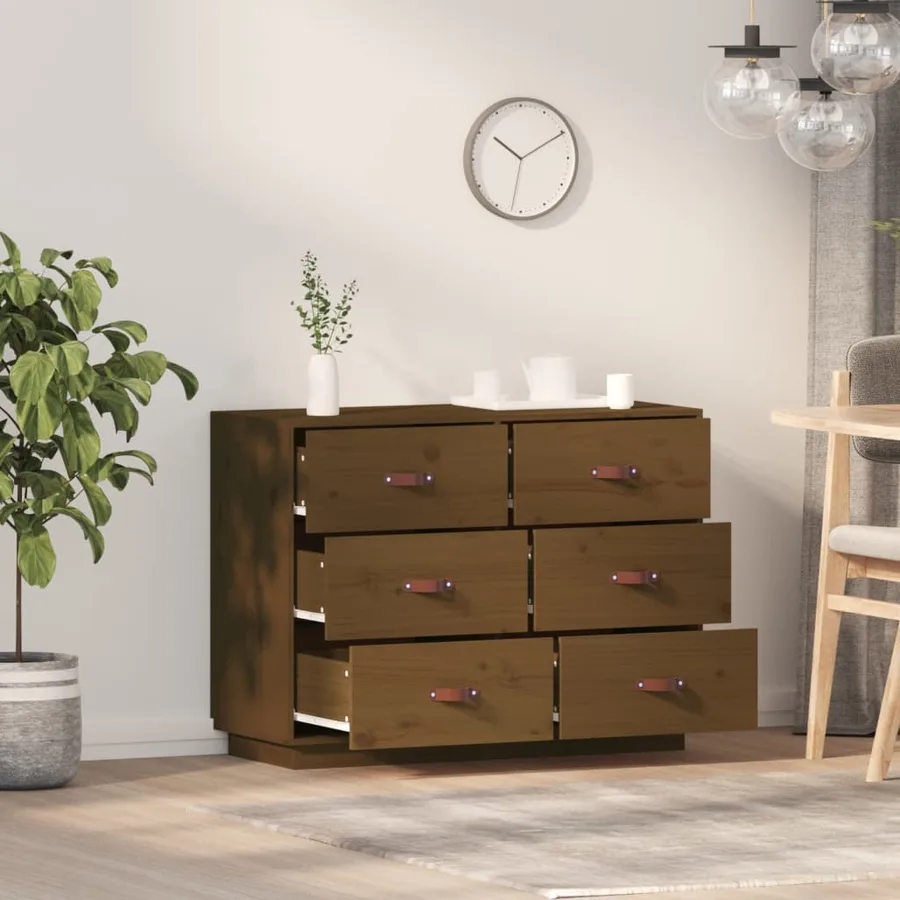Buffet Marron miel 100x40x75 cm Bois massif de pin - 3