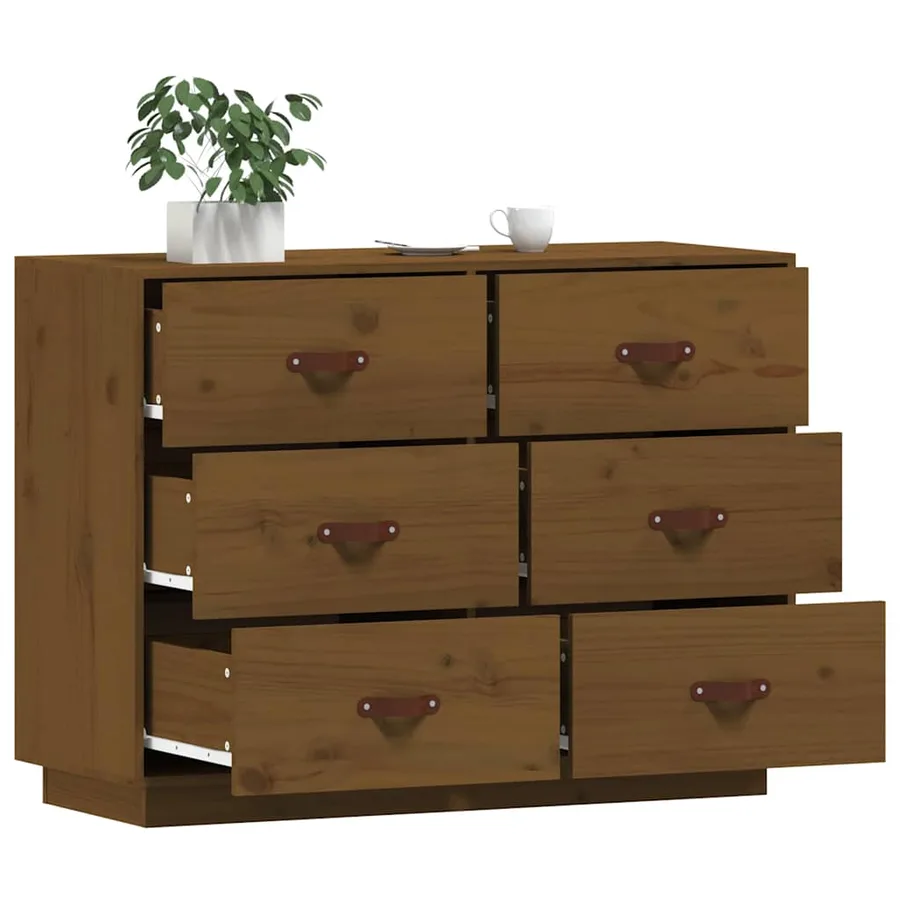 Buffet Marron miel 100x40x75 cm Bois massif de pin - 4