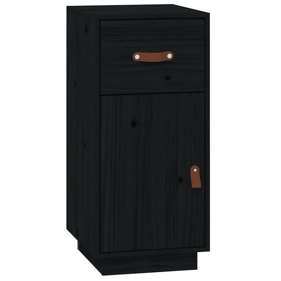 Buffet Noir 34x40x75 cm Bois massif de pin - 2