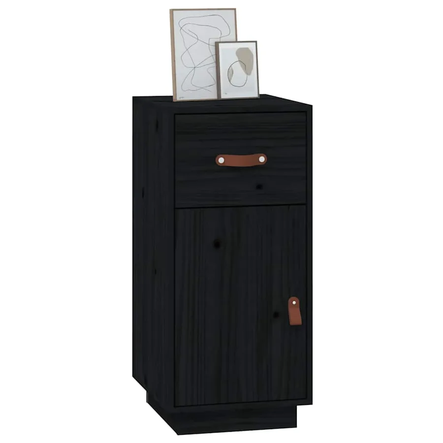 Buffet Noir 34x40x75 cm Bois massif de pin - 4