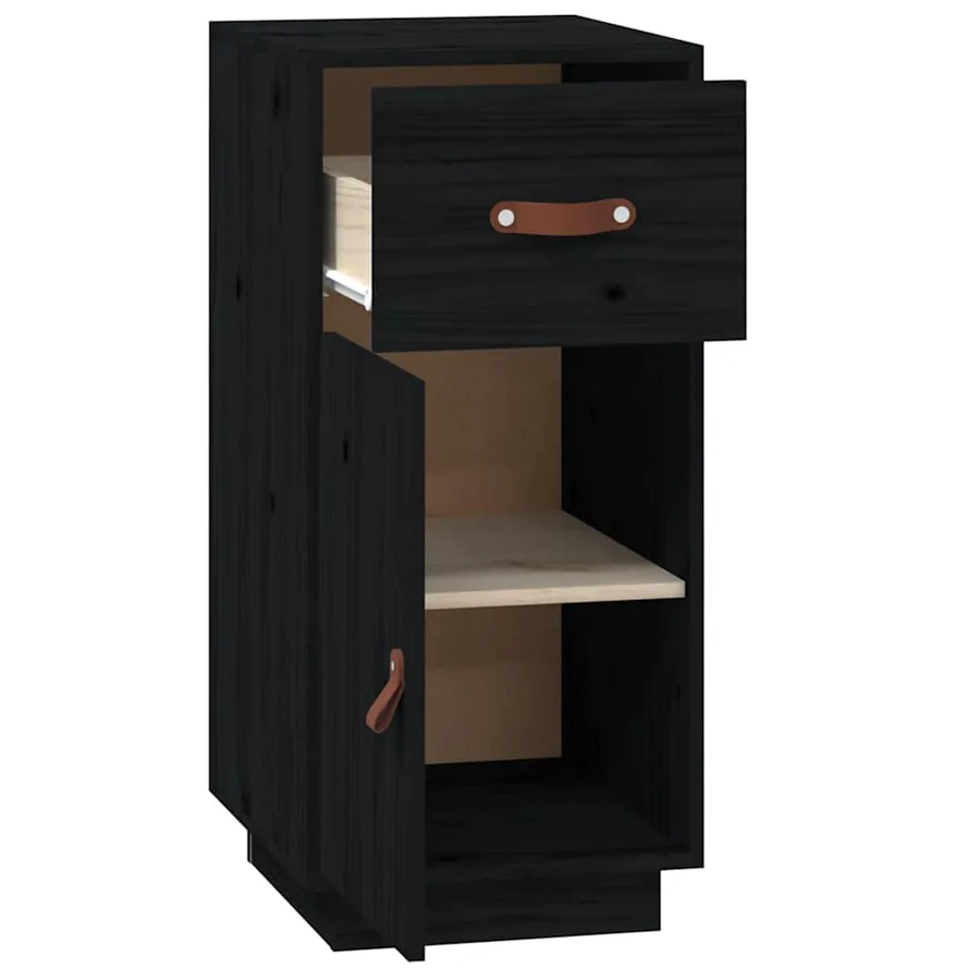 Buffet Noir 34x40x75 cm Bois massif de pin - 7
