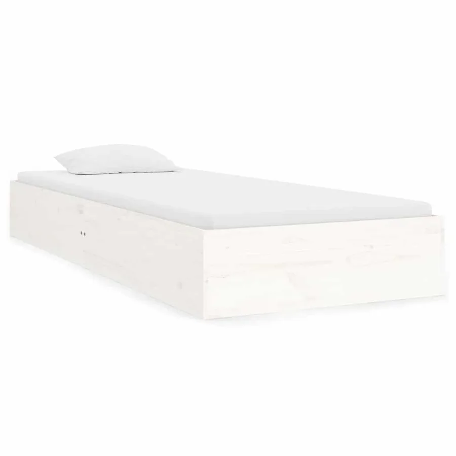 Cadre de lit sans matelas blanc bois massif 75x190 cm - 2