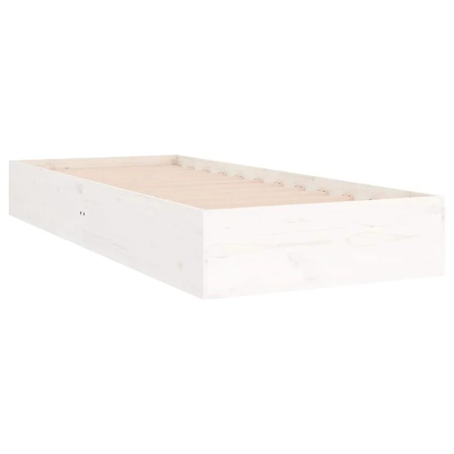 Cadre de lit sans matelas blanc bois massif 75x190 cm - 3