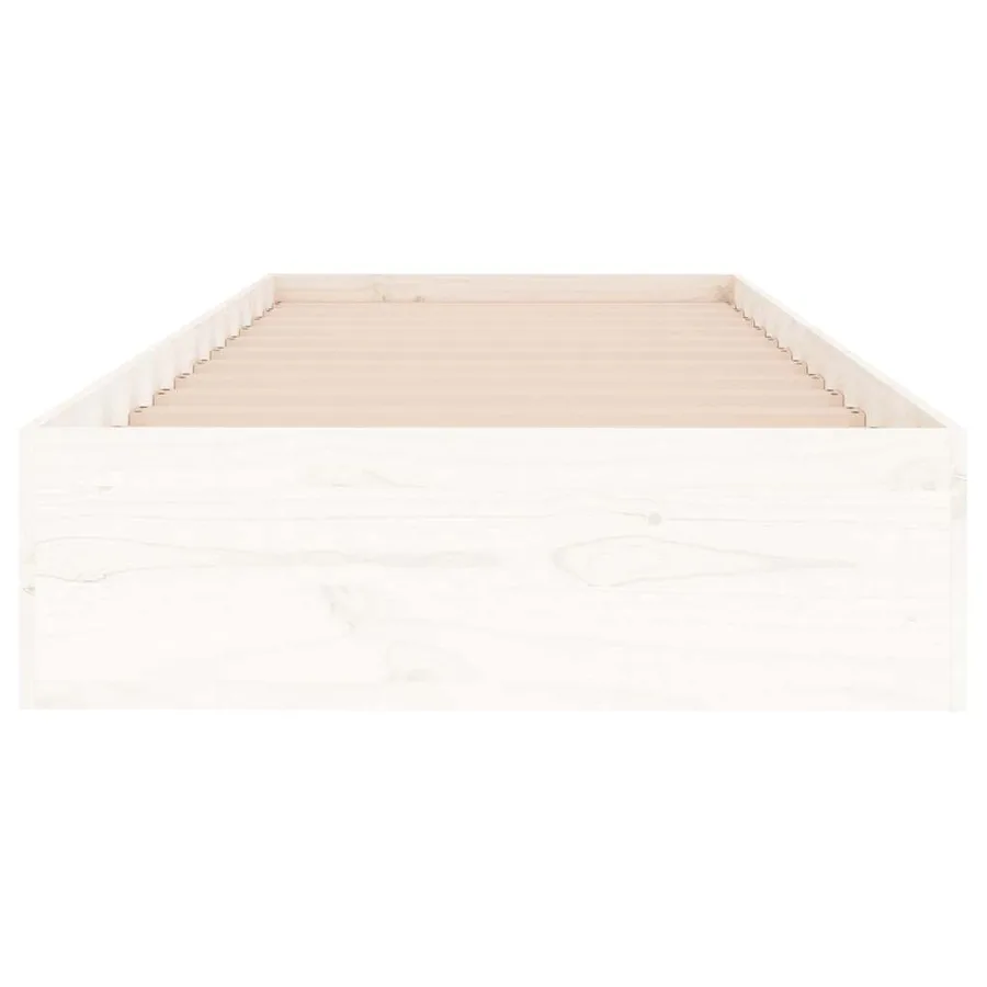 Cadre de lit sans matelas blanc bois massif 75x190 cm - 4