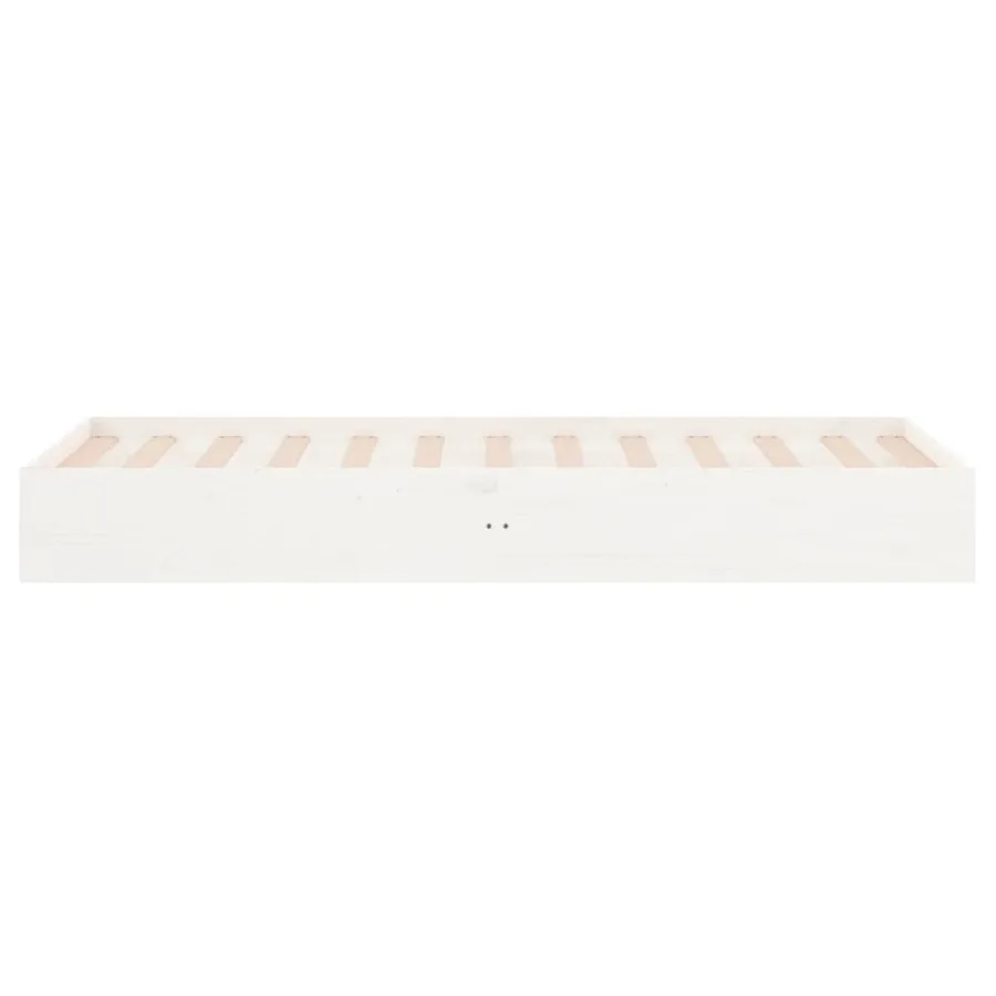 Cadre de lit sans matelas blanc bois massif 75x190 cm - 5