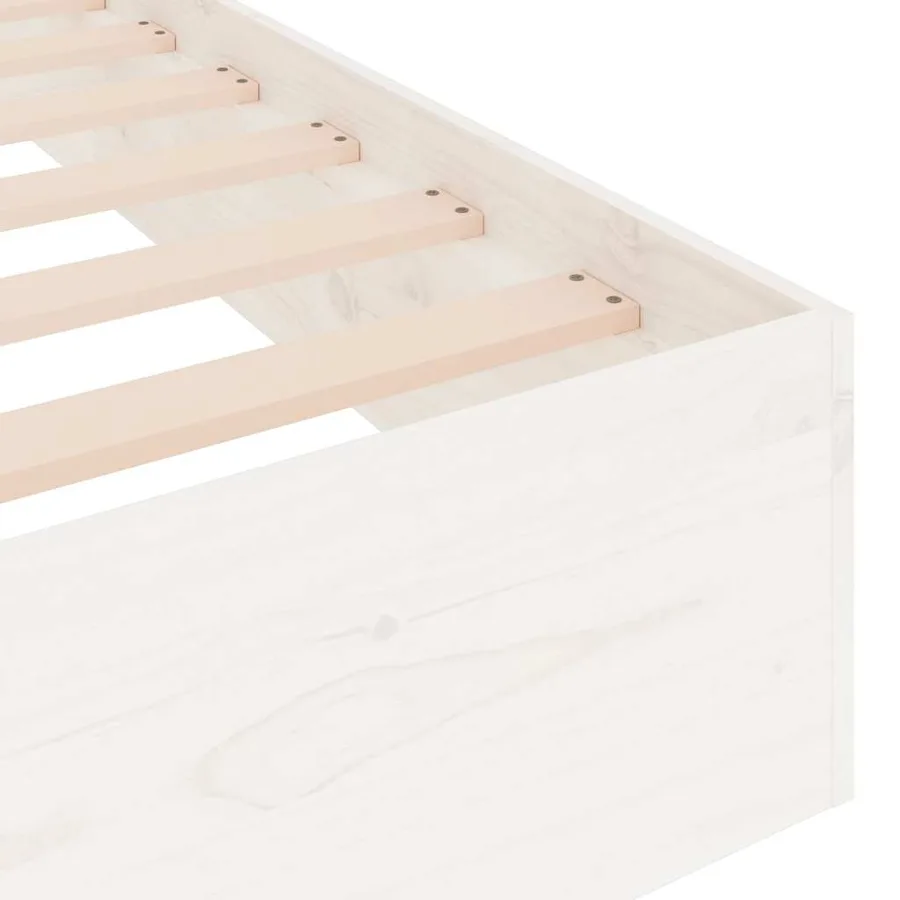 Cadre de lit sans matelas blanc bois massif 75x190 cm - 6