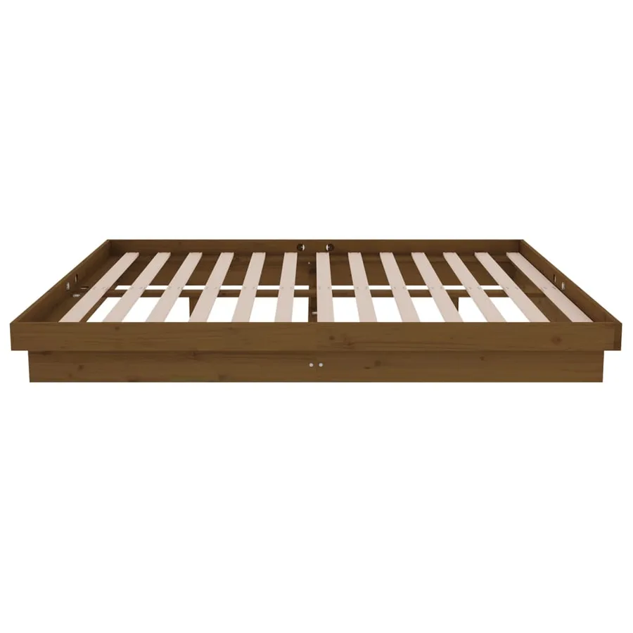 Cadre de lit sans matelas marron miel bois massif - 6