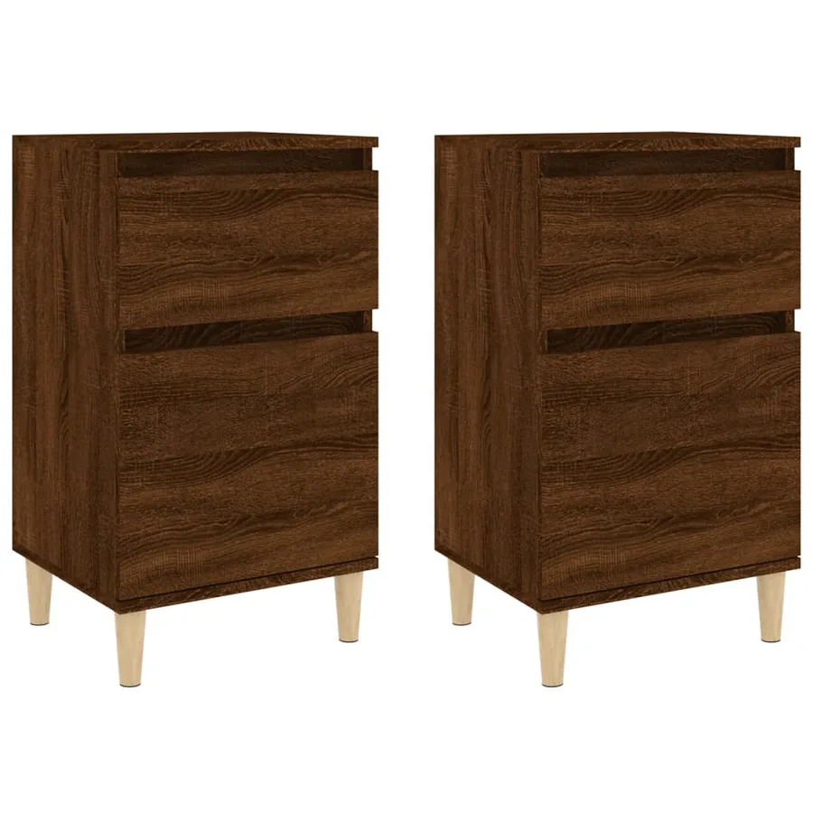 Tables de chevet 2 pcs chêne marron 40x35x70 cm - 2