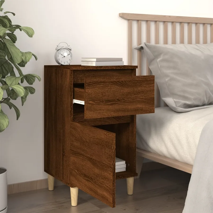 Tables de chevet 2 pcs chêne marron 40x35x70 cm - 3