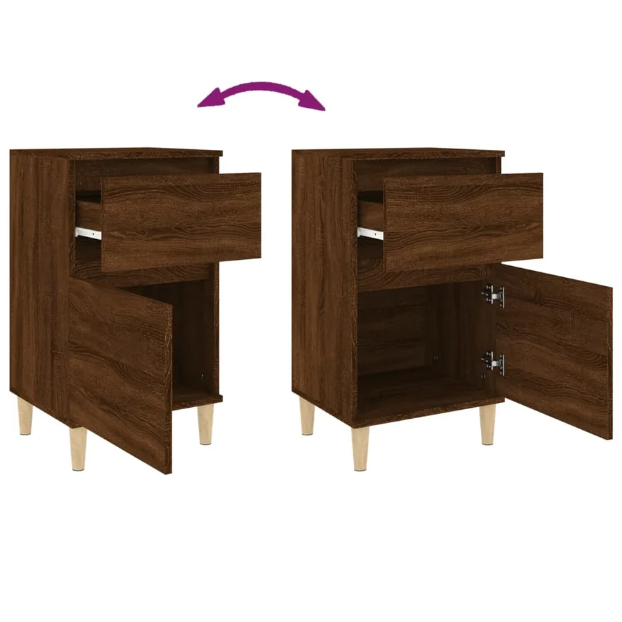 Tables de chevet 2 pcs chêne marron 40x35x70 cm - 9