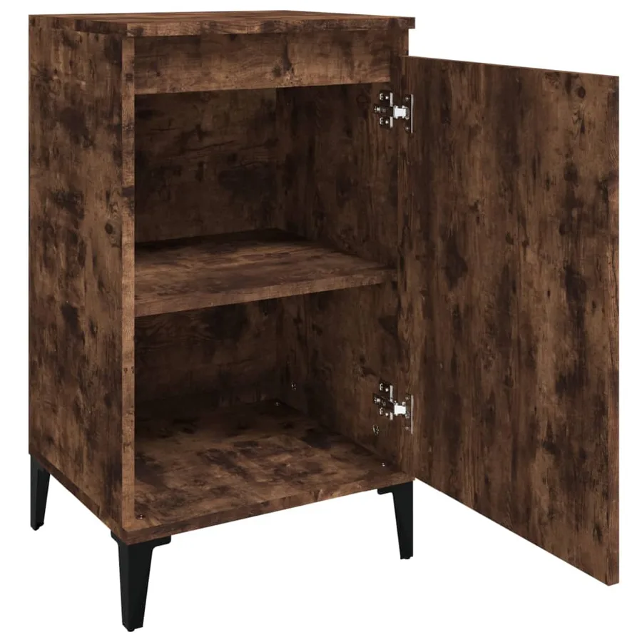 Table de chevet chêne fumé 40x35x70 cm bois d'ingénierie - 6