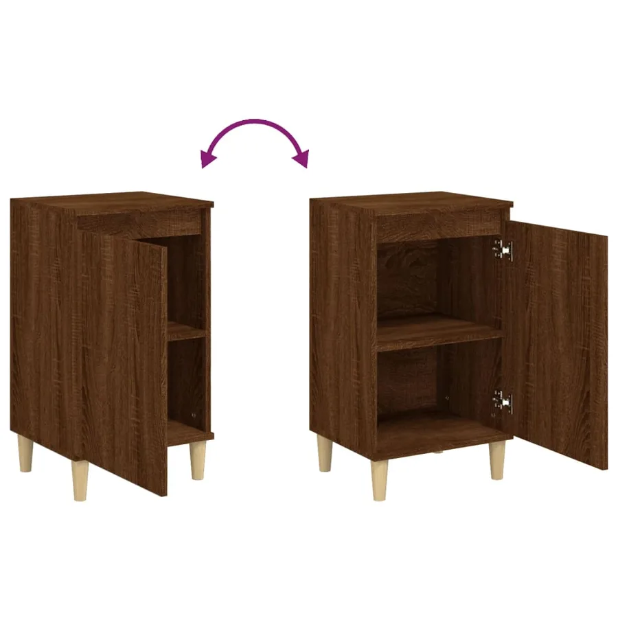 Table de chevet chêne marron 40x35x70 cm bois d'ingénierie - 8