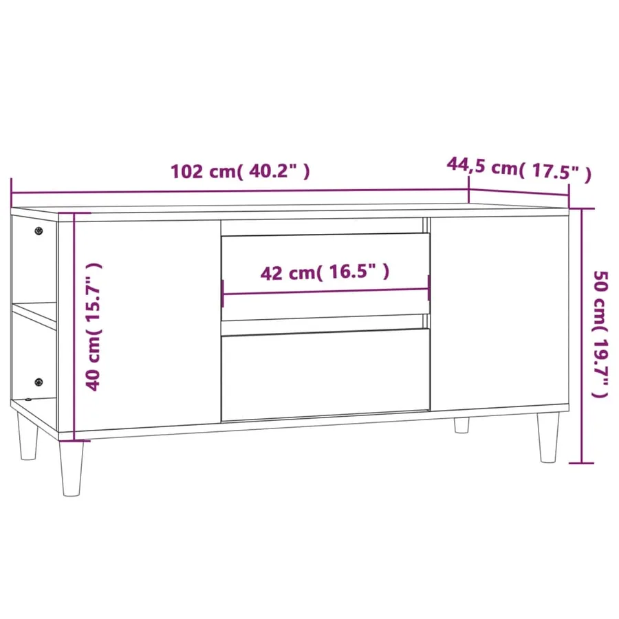 Meuble TV Chêne sonoma 102x44,5x50 cm Bois d'ingénierie - 10