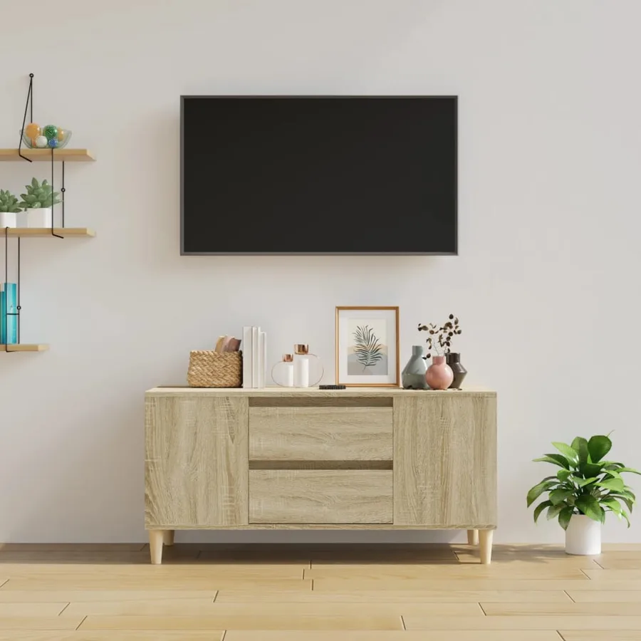 Meuble TV Chêne sonoma 102x44,5x50 cm Bois d'ingénierie - 3