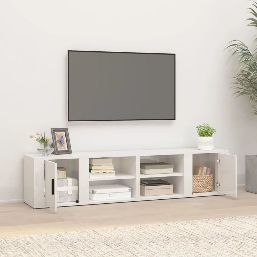 Meubles TV 2 pcs Blanc brillant 80x31,5x36 cm Bois d'ingénierie - 3