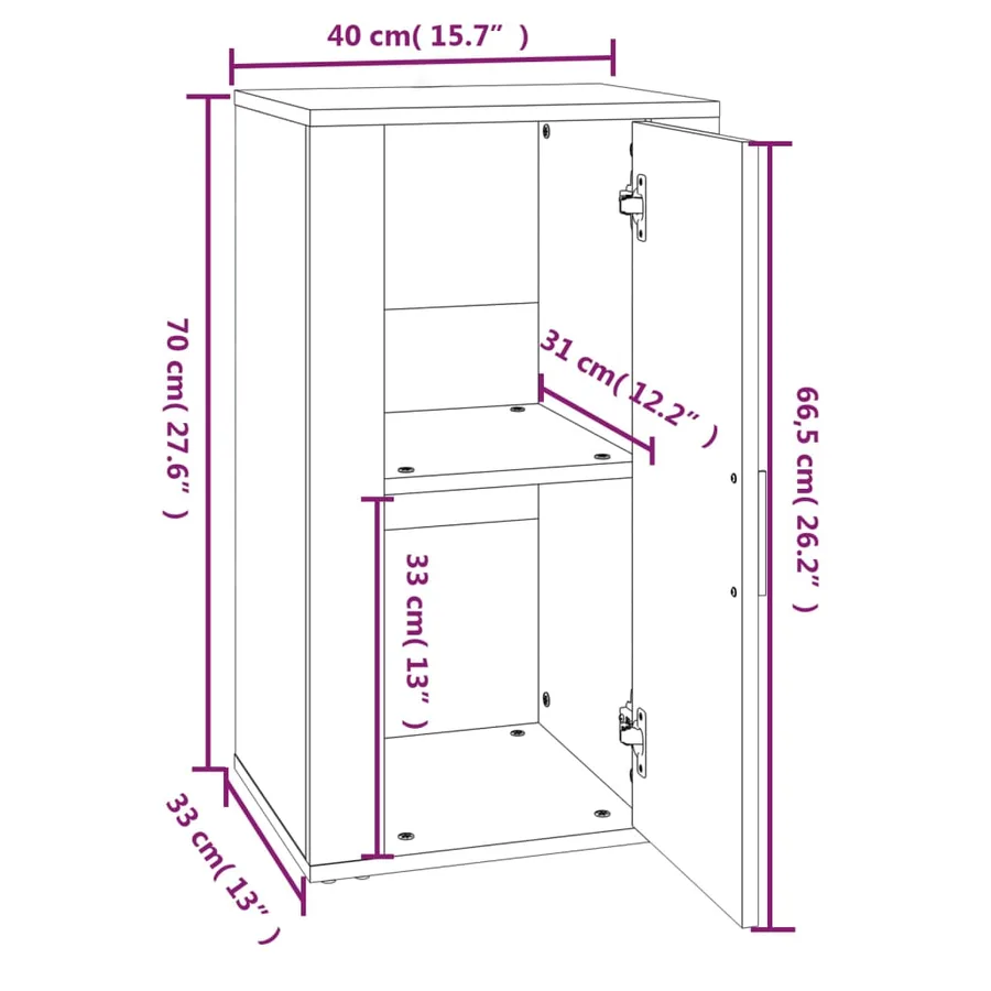 Buffet Chêne fumé 40x33x70 cm Bois d'ingénierie - 10
