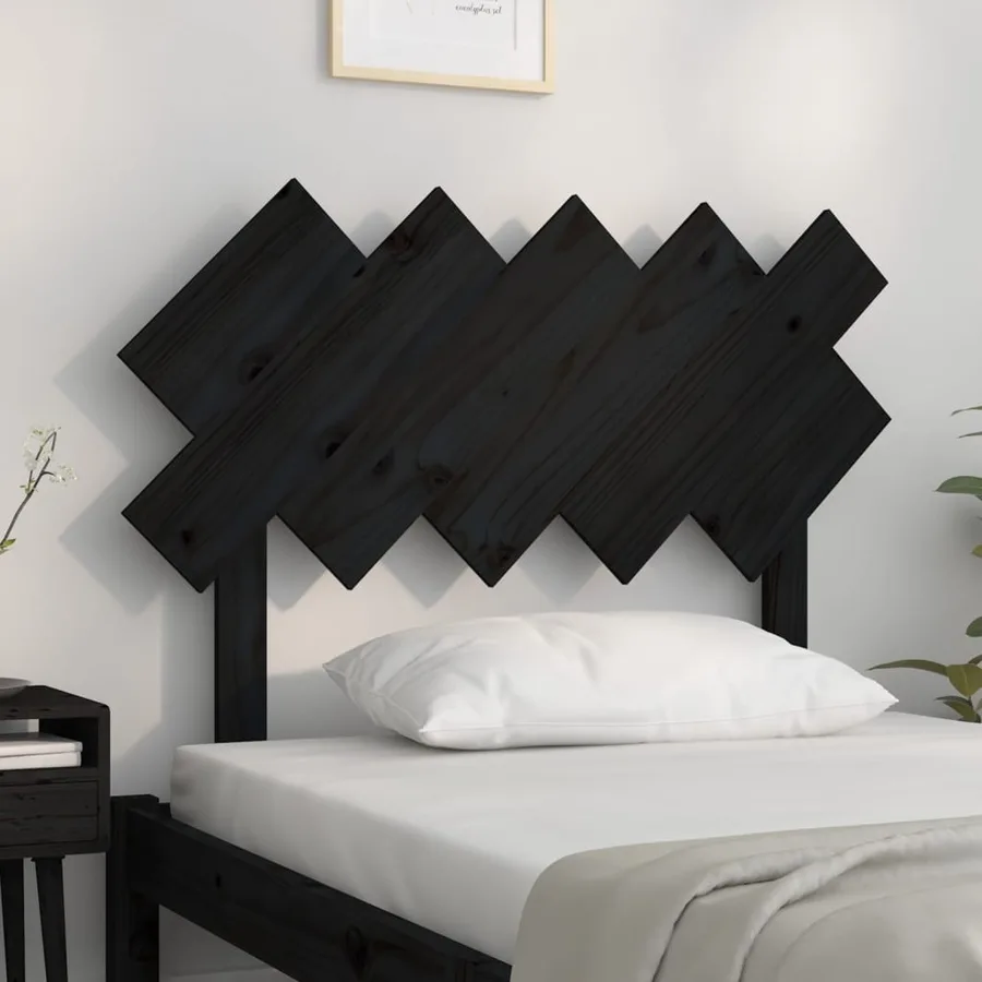 Tête de lit Noir 104x3x80,5 cm Bois massif de pin - 3
