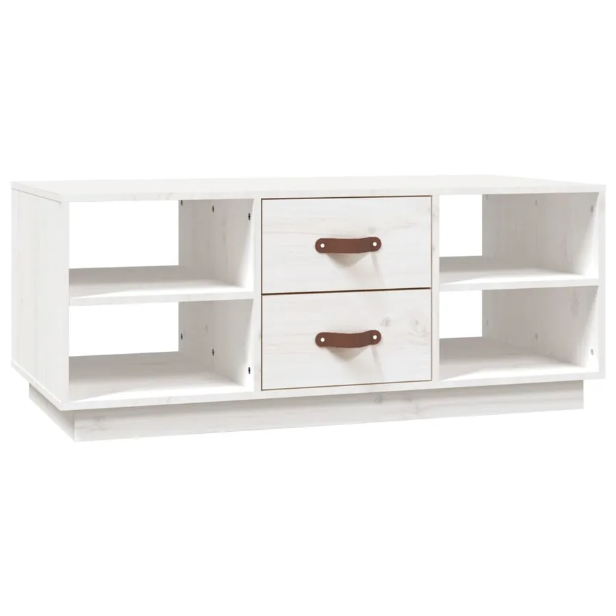 Table basse Blanc 100x50x41 cm Bois massif de pin - 2