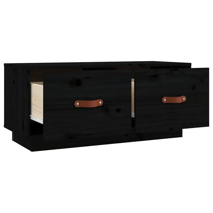 Meuble TV Noir 80x34x35 cm Bois de pin massif - 6